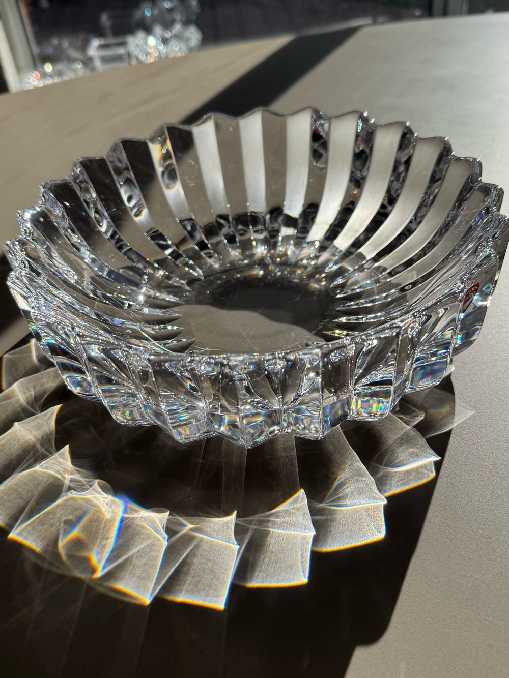 Jan Jo Hanson Fleur Signed Art Glass Bowl, Large Heavy Scandinavian-Style Floral